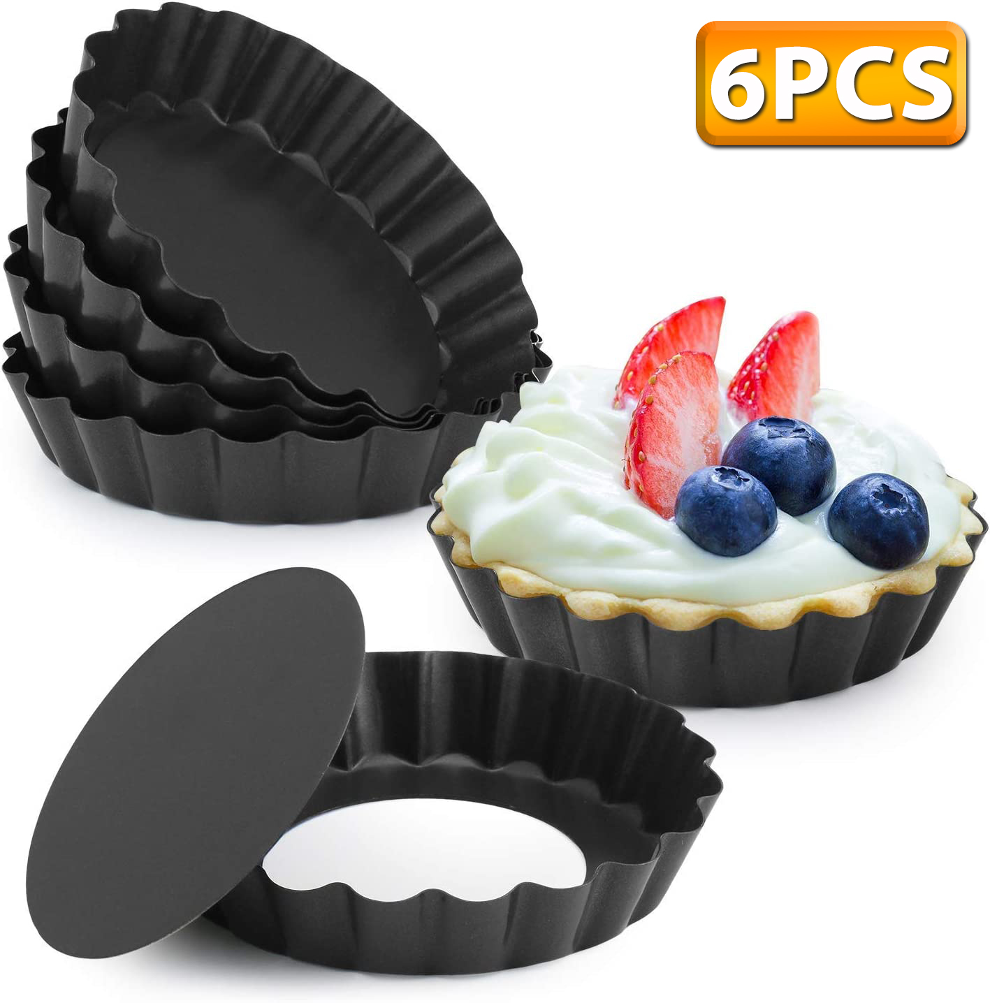 Muffin Tin Nonstick - 탈착식 바닥이 있는 미니 타르트 팬,