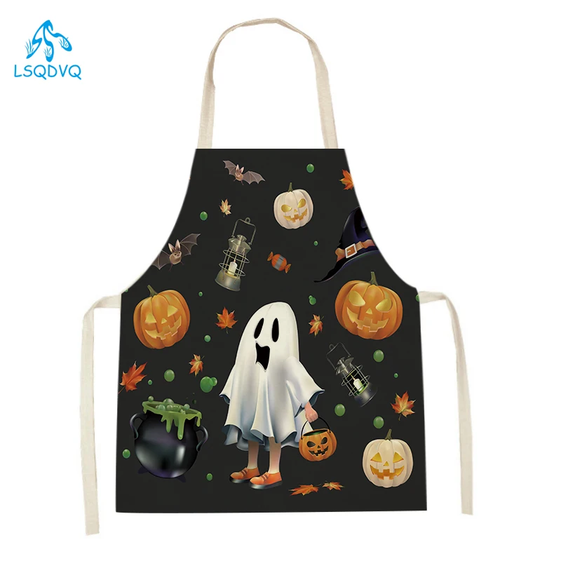Kitchen Witch Baking - 호박 마녀 패턴 할로윈 주방 앞치마
