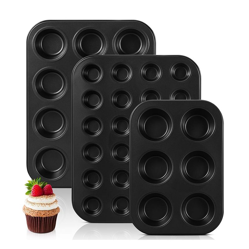 Muffin Tin Nonstick - 필수품 3팩 논스틱 머핀팬 탄소강 컵케이크팬
