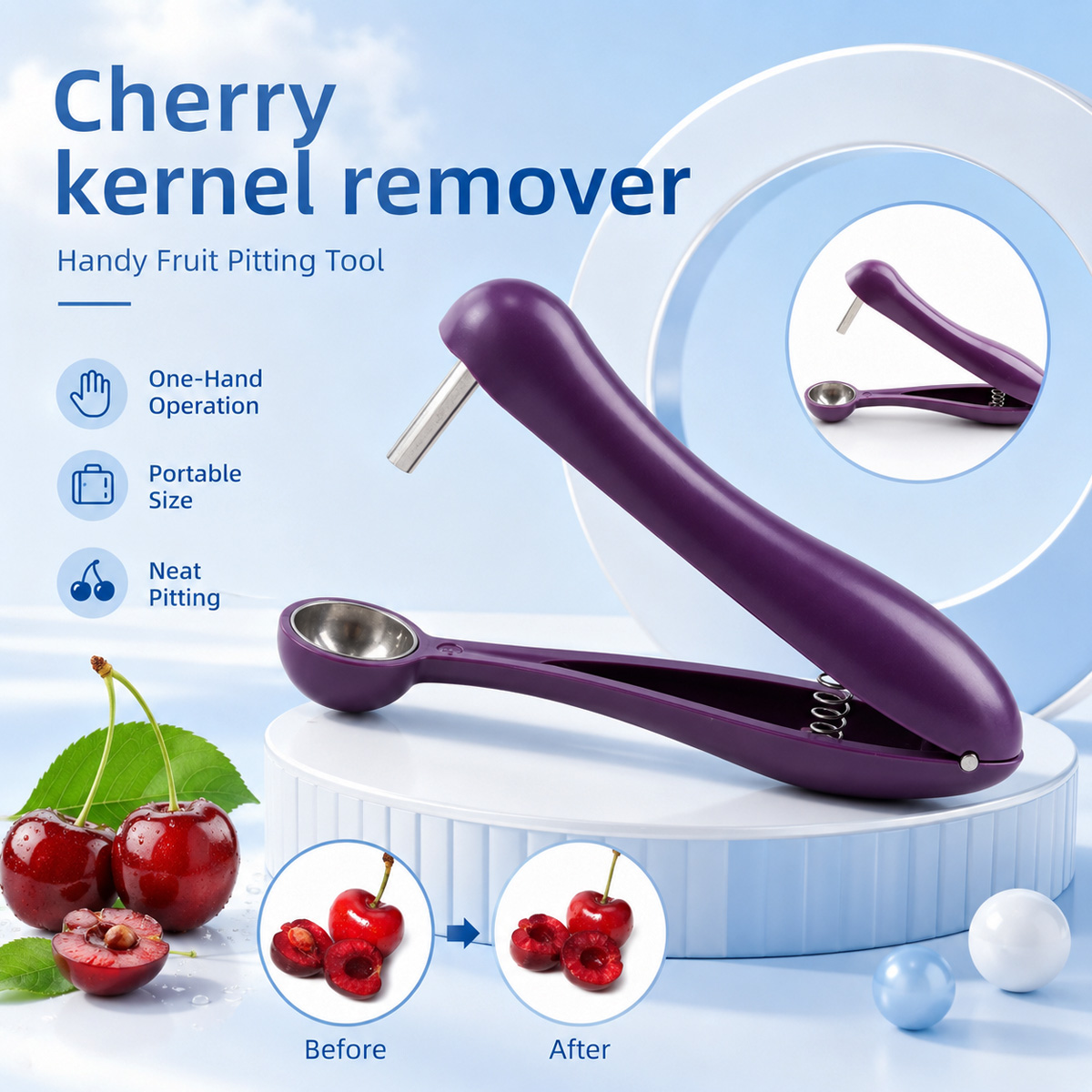 Kitchen Baking Tools - 체리 씨 제거기 휴대용 체리 피터