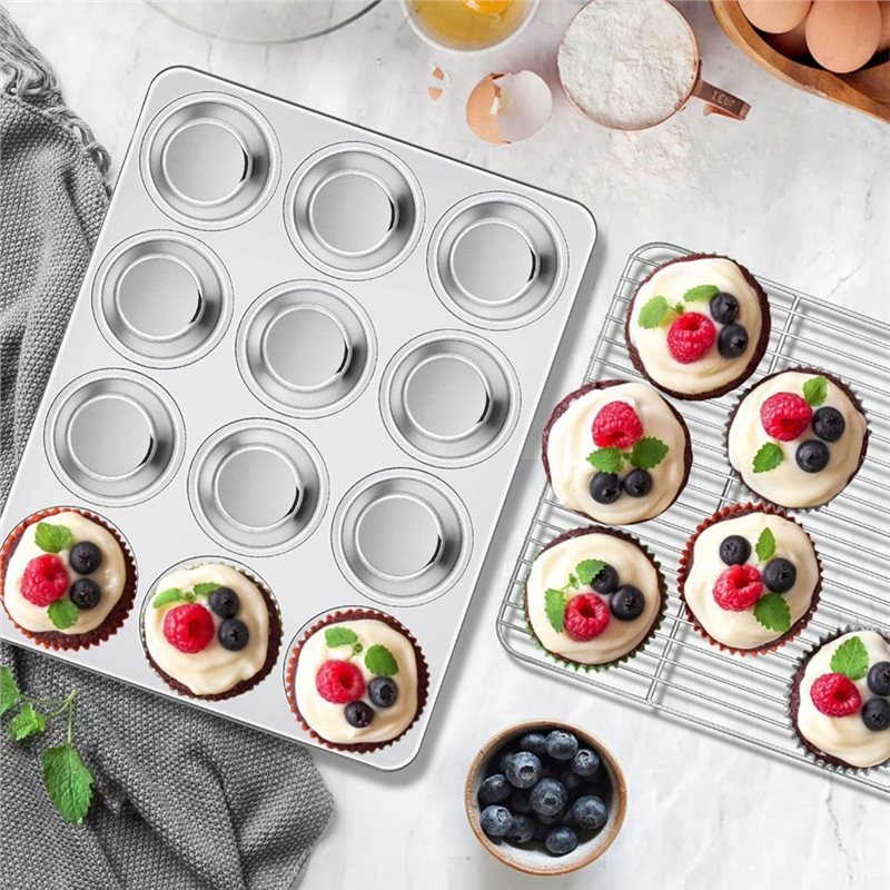 ABGH-머핀 팬, 12컵 일반 크기 스테인리스 스틸  - Muffin Tin Nonstick 리뷰 및 가격