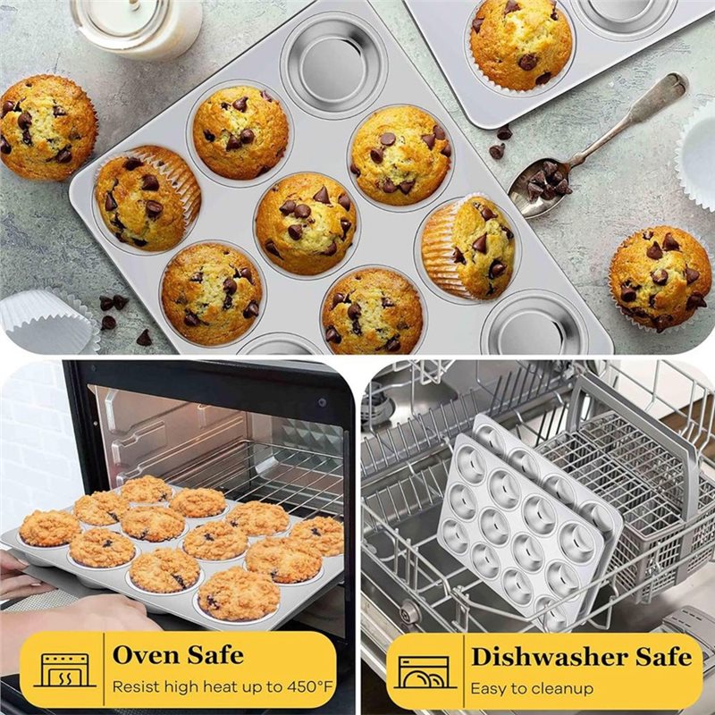 ABGH-머핀 팬, 12컵 일반 크기 스테인리스 스틸  - Muffin Tin Nonstick 리뷰 및 가격