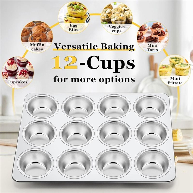 ABGH-머핀 팬, 12컵 일반 크기 스테인리스 스틸  - Muffin Tin Nonstick 리뷰 및 가격