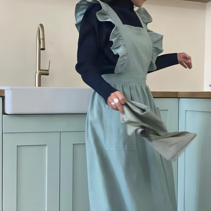 1PC 프랑스 목가적 꽃집 예술적 코튼 린넨 빈티지 앞 - Kitchen For Baking 리뷰 및 가격