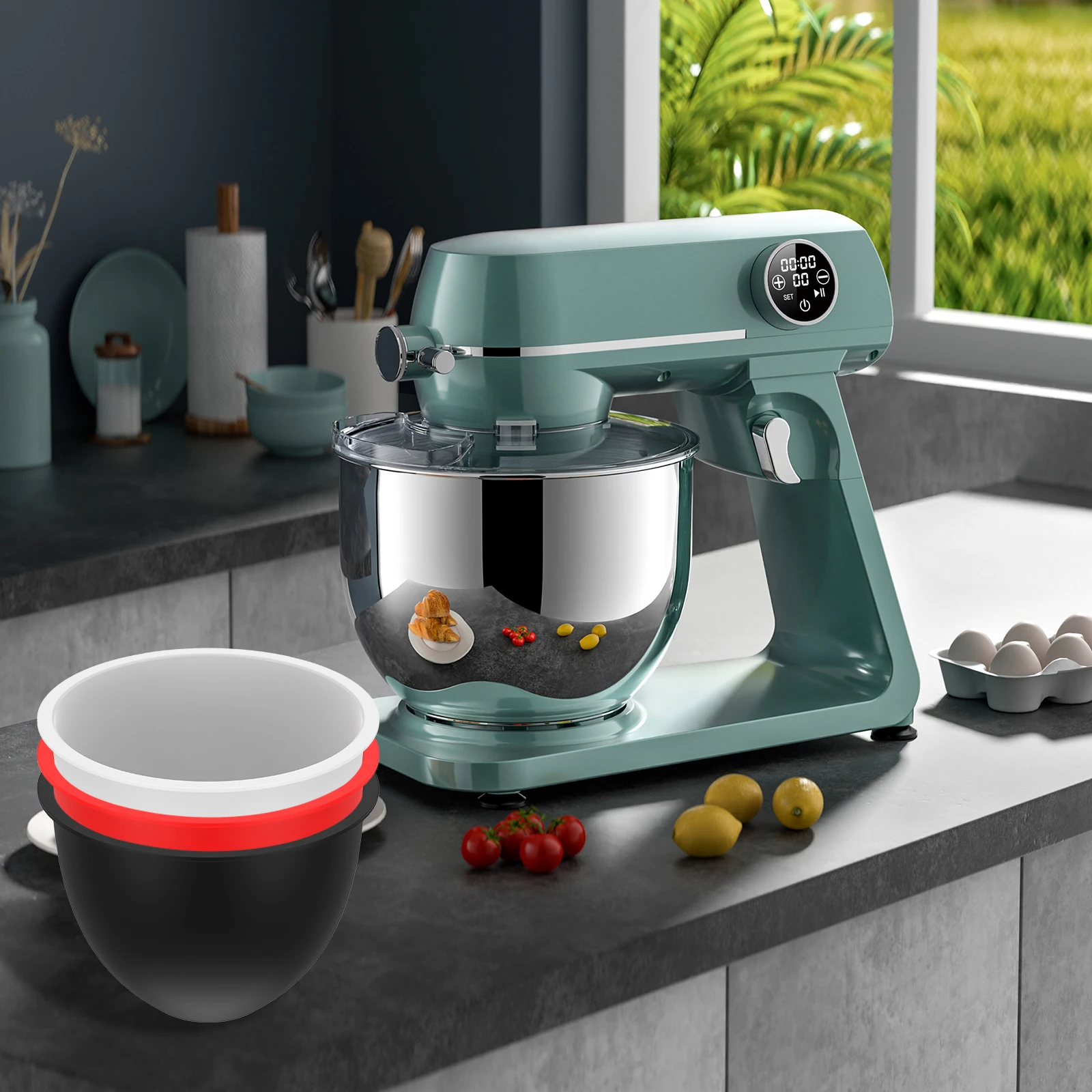 뚜껑이 포함된 3피스 실리콘 그릇, 믹서 액세서리, 키 - Kitchen Aid Baking Lid 리뷰 및 가격