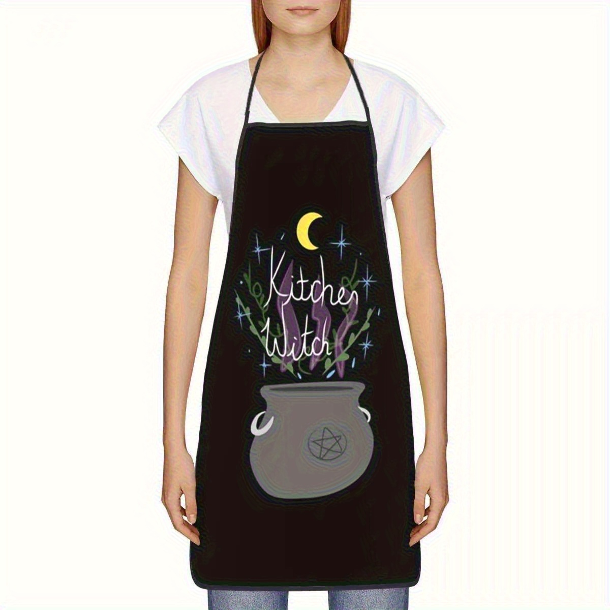 1개입 마녀 주방 앞치마, 냄비와 달 별 디자인의 위칸 - Kitchen Witch Baking 리뷰 및 가격