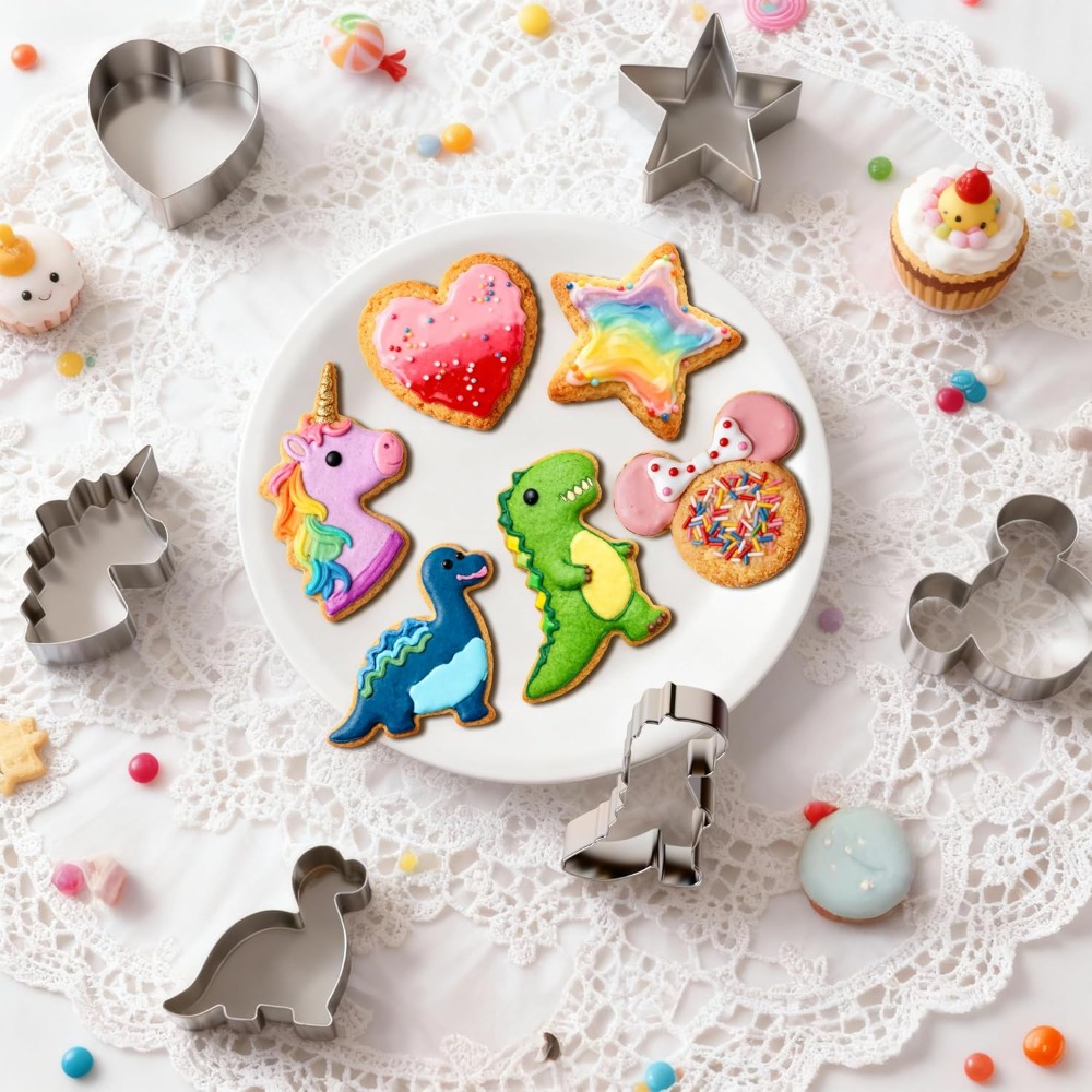 스테인레스 스틸 쿠키 커터 세트 미키 유니콘 공룡 하트 - Cookie Cutter Set 리뷰 및 가격