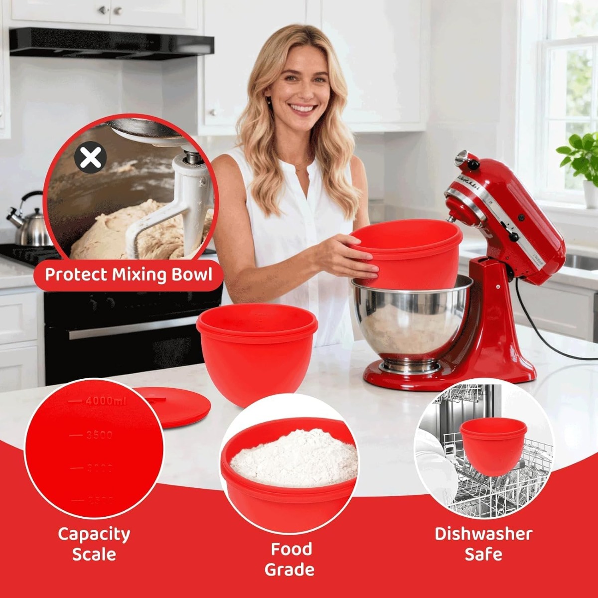실리콘 믹서 볼 라이너(뚜껑 포함) 스탠드 믹서용 삽입 - Kitchen Aid Baking Lid 리뷰 및 가격