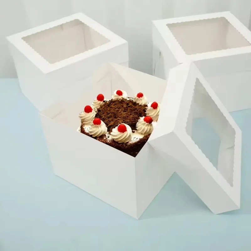 2/4/6PCS 창문이 있는 흰색 베이커리 상자 접이식 - Kitchen Baking Tools 리뷰 및 가격
