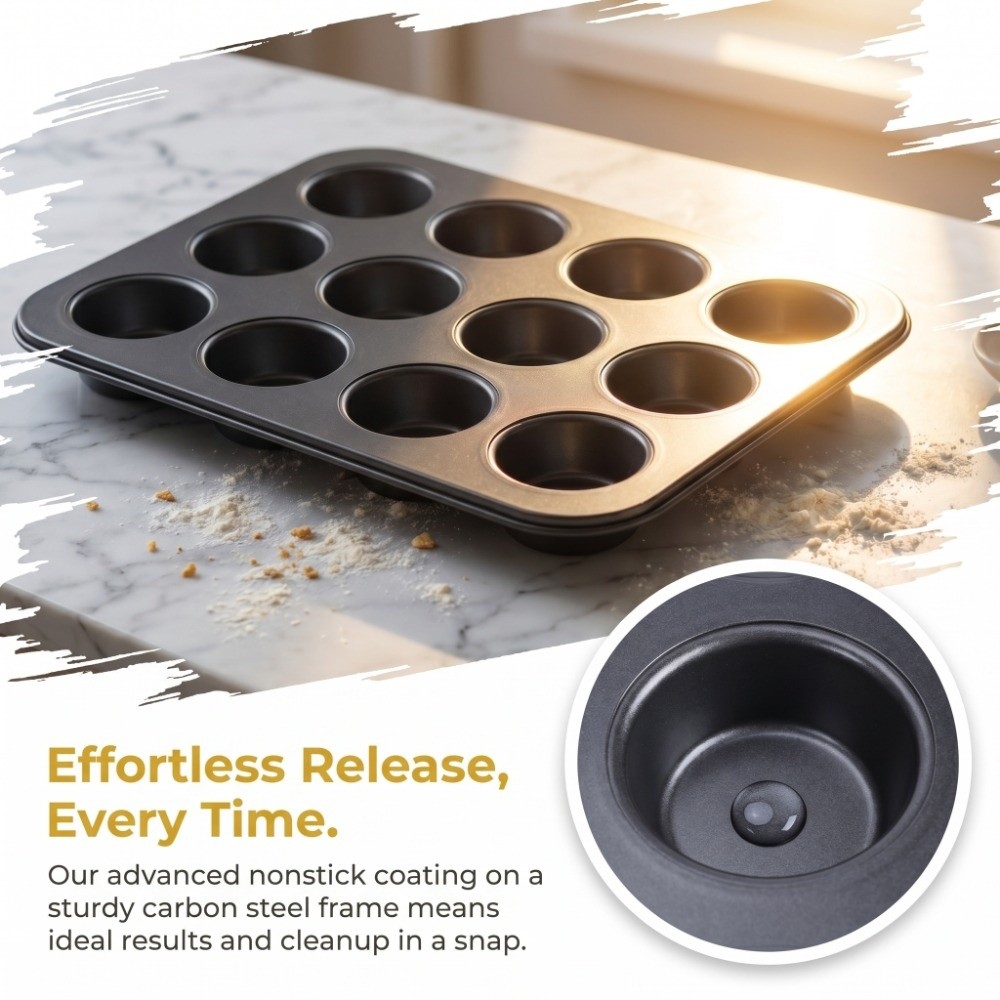 탄소강 미니 머핀 팬 12컵 디자인 논스틱 코팅 컵케이 - Muffin Tin Nonstick 리뷰 및 가격